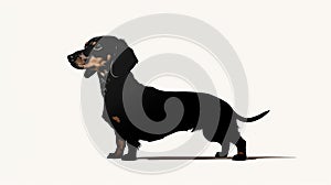 A young cute dachshund on a white background. Calmness, dignity and self-confidence. Full body.