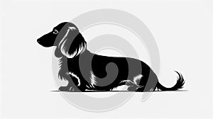 A young cute dachshund on a white background. Calmness, dignity and self-confidence. Full body.