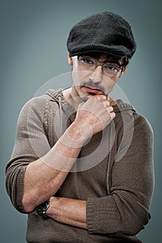 Young Cute Young Man with a Beret