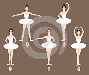 Young dancer performs the five basic ballet positions,