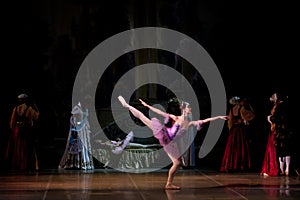 Young dancers ballerinas in class classical dance, ballet