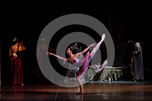 Young dancers ballerinas in class classical dance, ballet