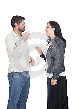 Young deaf or hearing impaired couple or siblings signing