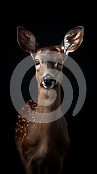 Young Deer Looking at Camera. Generative AI.