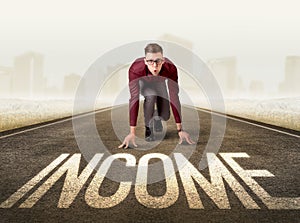 Businessman kneeling in ready position