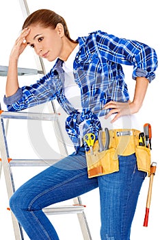 Young DIY handy woman with a problem