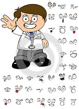 Young doctor cartoon expresion set