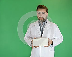 Young doctor with envelope