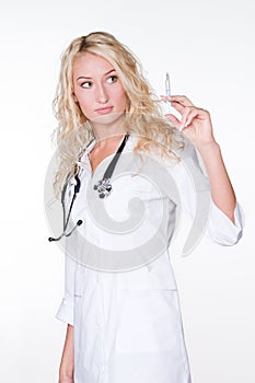 Young doctor with injector