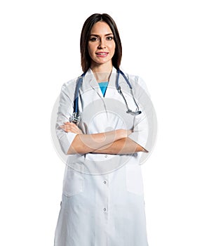 Young doctor isolated on a white background