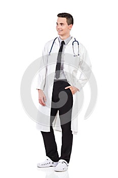 Young doctor posing and looking away
