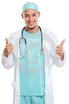 Young doctor smiling happy face success successful occupation job isolated on white