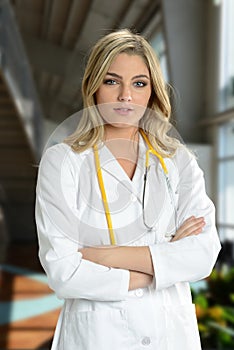 Young Doctor woman inside a hospital