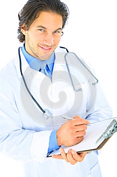 Young Doctor Writing Report