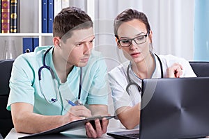 Young doctors during a consultation