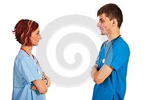 Young doctors having conversation