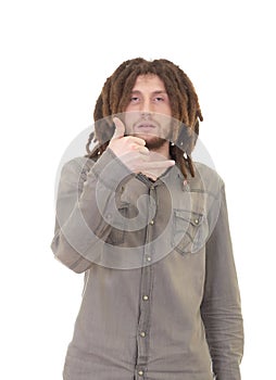 Young dreadlock man isolated