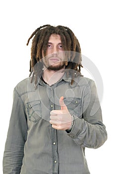 Young dreadlock man isolated