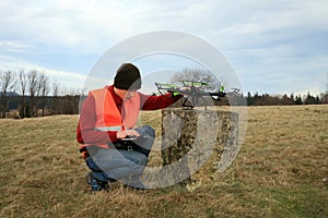 Drone operator is testing new equipment.