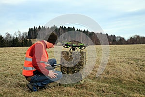 Drone operator is testing new equipment.