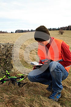 Drone operator is testing new equipment.