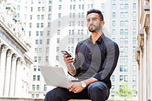 Young East Indian American Businessman with beard working in New York City