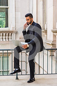 Young East Indian American Businessman with beard working in New York City