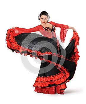 Young elegance flamenco dancer in action