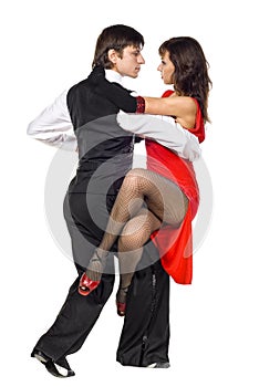 Young elegance tango dancers