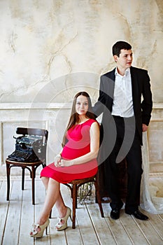 Young elegant couple waiting a baby