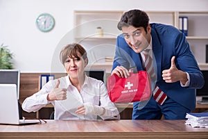 Young employee suffering in the office