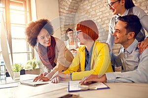 Young employees working in touristic agency