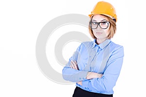 Young engineer with orange helmet