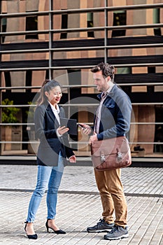 young entrepreneur couple talking business