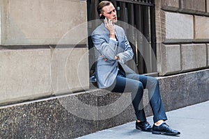 Young European Businessman traveling in New York City