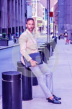 Young European Businessman traveling, working in New York City
