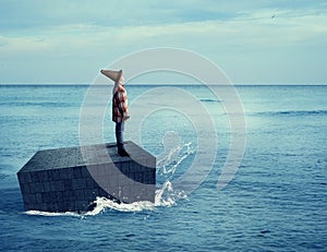 Young explorer in the ocean