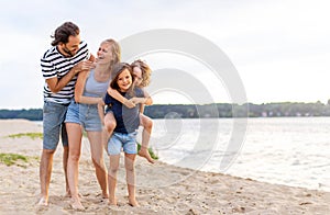 Young family enjoying time at the beach