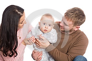 Young family father mother and little boy son