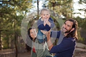 Young family having fun in nature