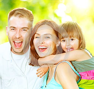 Young family having fun outdoors