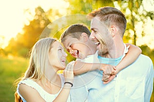 Young family having fun outdoors