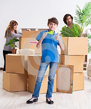 Young family moving to new flat