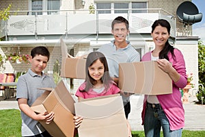 Young family shifting into new house