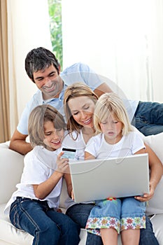 Young family shopping online