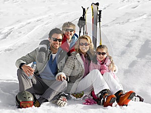 Young Family On Ski Vacation