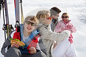 Young Family On Ski Vacation