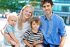 Young family with two kids