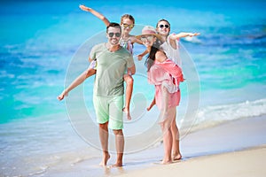 Young family on vacation have a lot of fun together