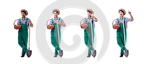 The young farmer isolated on the white background